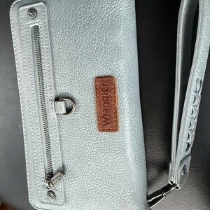 Wrangler Silver Wristlet with Brown Accent